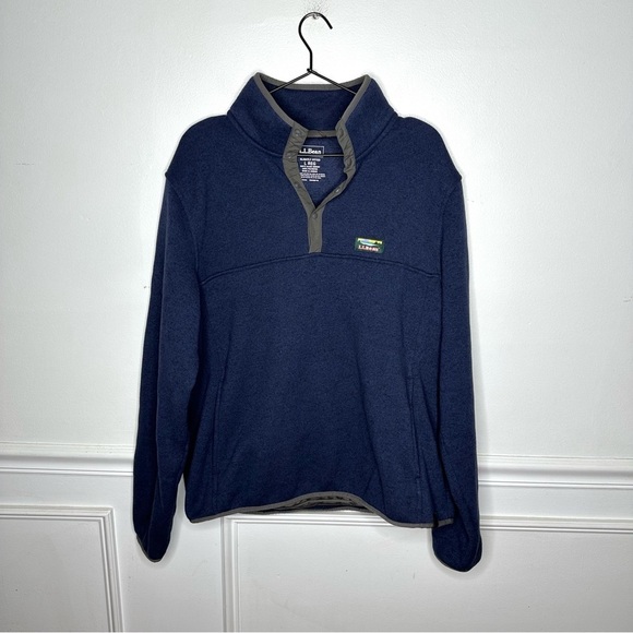 L.L.Bean Slightly Fitted Sweater Fleece Pullover in Navy Blue Mens Large Regular - Picture 1 of 4